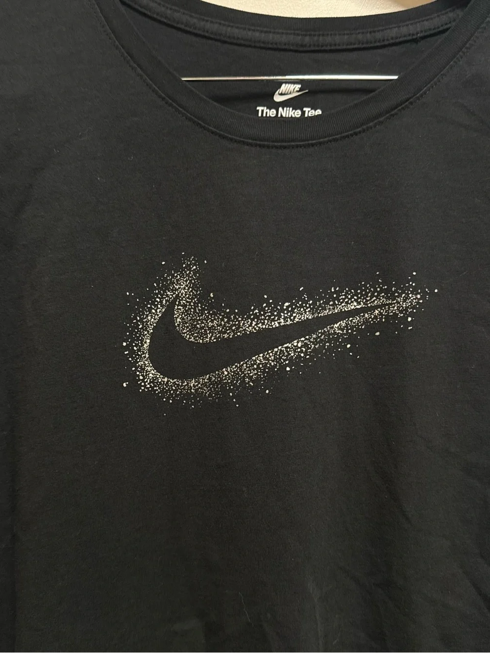 Nike Black Tee with Silver Speckled Swoosh